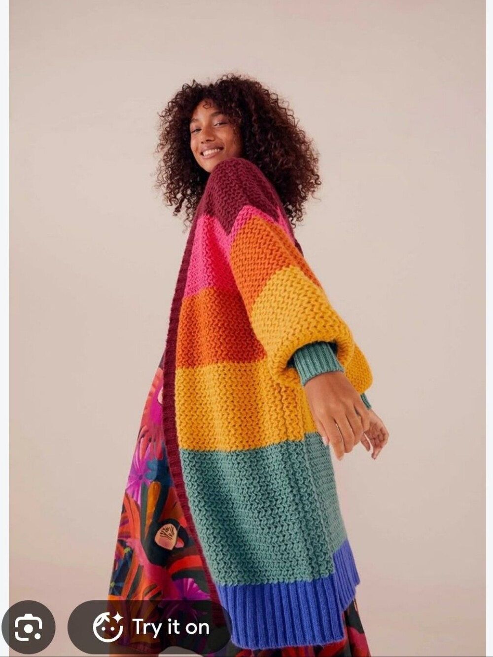 Chunky Multicolor Stripe Knit Cardigan Sweater